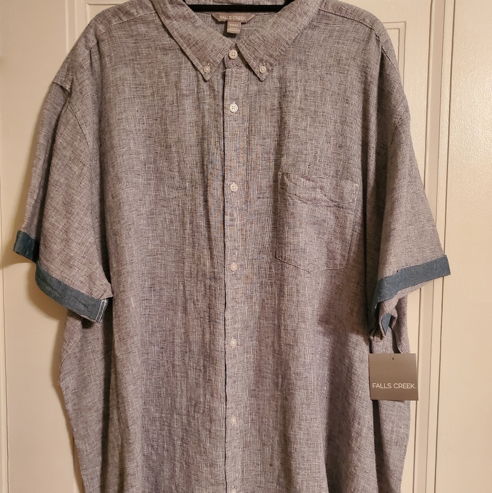 Men's size xxxl blue button up shirt sleeve shirt